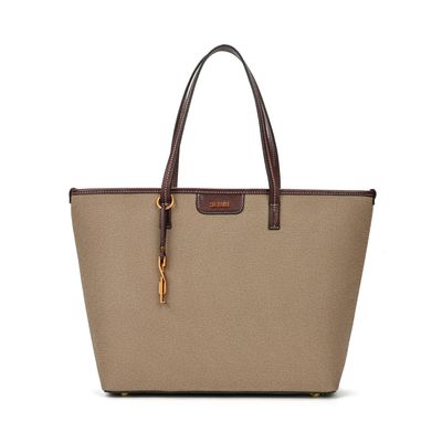 Bolsa Shopper Canvas Bege Alça de Ombro