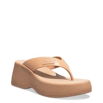 Chinelo Flip Flop Borracha Off White E Rosa Bico Fino