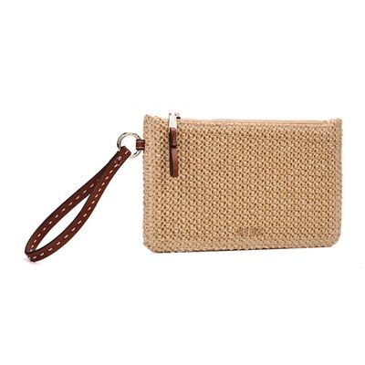 Clutch Tramado Alça De Mão Bege