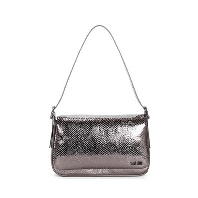 Bolsa Baguete Média Grafite Metalizada
