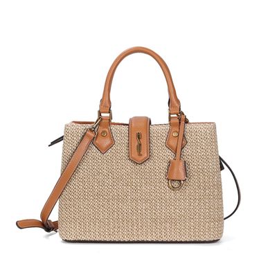 Bolsa Tote Grande Tramado Bege Transversal