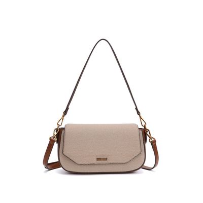 Bolsa Baguete Canvas Bege Alça Dupla