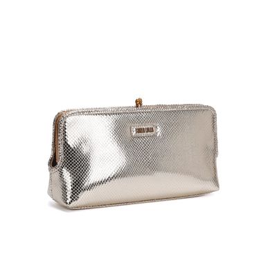 Clutch De Mão Metalizada Dourada