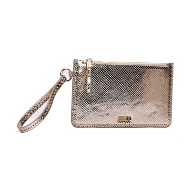 Clutch Metalizada Alça De Mão Dourada