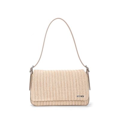 Bolsa Baguete Palha Bege Alça De Ombro