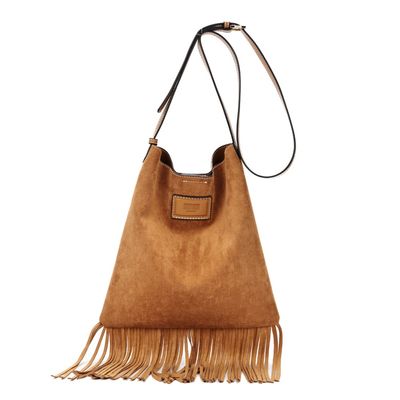 Bolsa Franja Camurça Caramelo Transversal