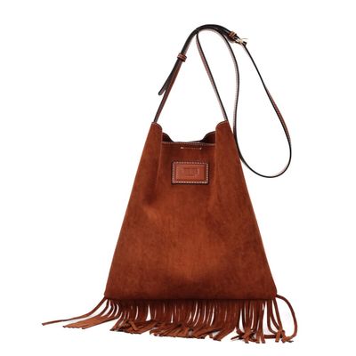 Bolsa Franja Camurça Marrom Transversal