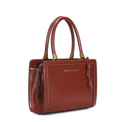 Bolsa Tote Bag Soft Marrom Transversal Pespontos