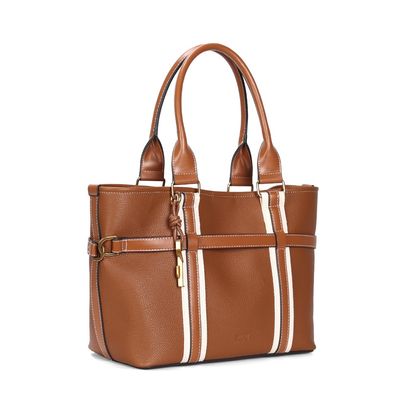 Bolsa Grande E Clutch Floater Caramelo Pespontos