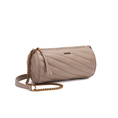 Bolsa Soft Matelassê Alça Corrente Transversal Marrom Claro